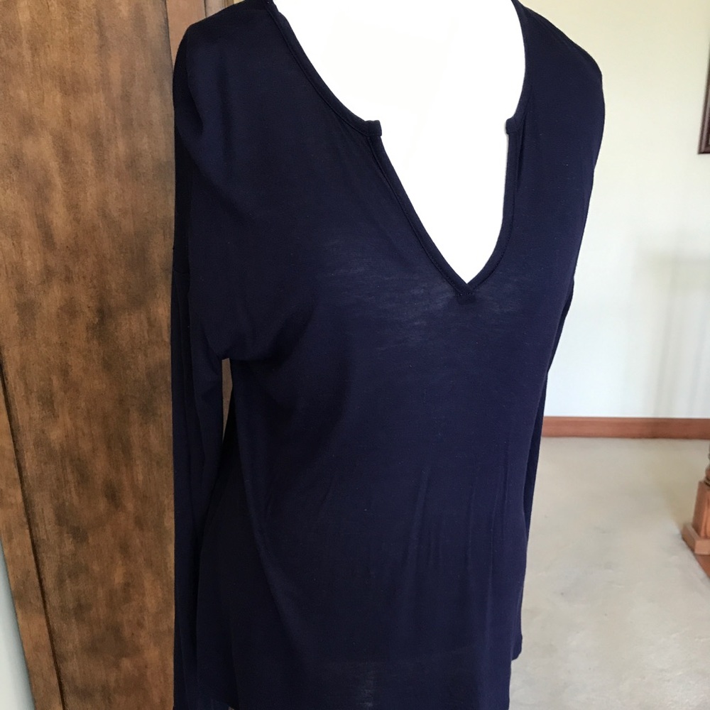 Three Dots Blue Long Sleeve Top NWOT